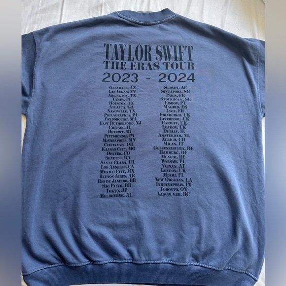 The Eras Tour Blue Crewneck with International Dates